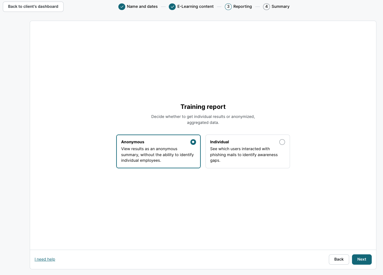 E-Learning-Assistenten auf Schritt 3 