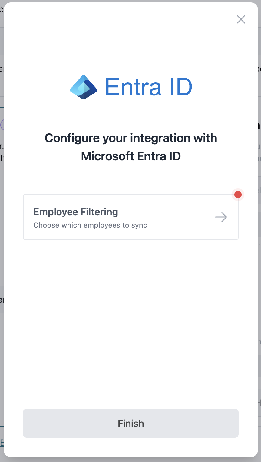 Integration permissions page requesting access for employee data synchronization. Permissions requested dialog with Accept button to grant access and proceed with syncing user data.